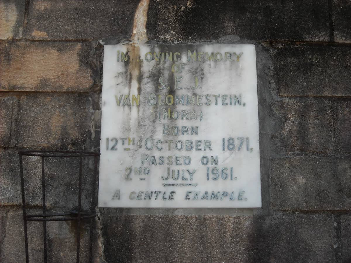BLOMMESTEIN S.E.J., van 1871-1961