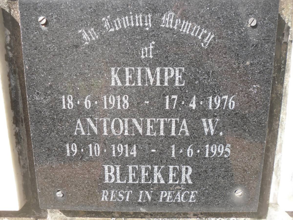 BLEEKER Keimpe 1918-1976 &amp; Antoinetta W. 1914-1995