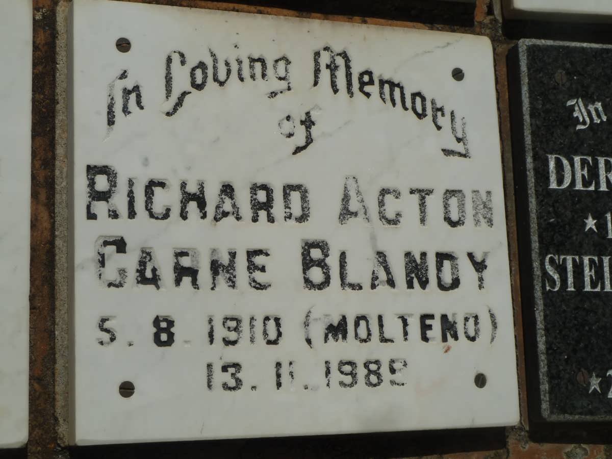 BLANDY Richard Acton Carne 1910-1989