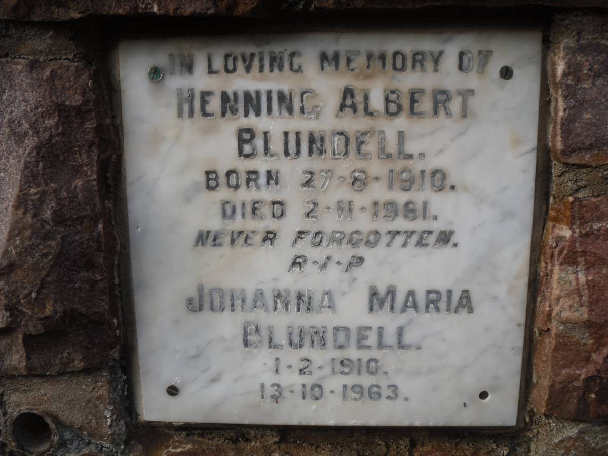 BLUNDELL Henning Albert 1910-1961 &amp; Johanna Maria 1910-1963