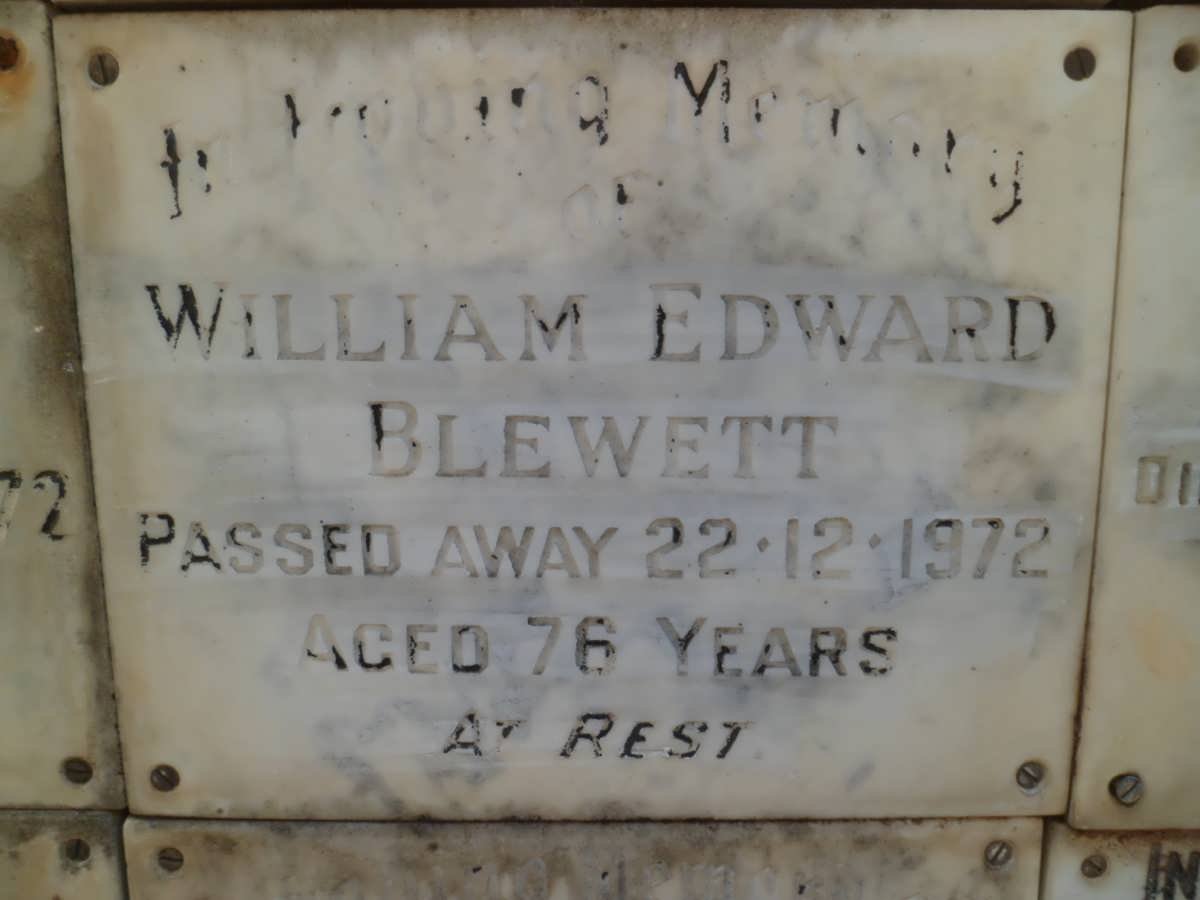 BLEWETT William Edward -1972