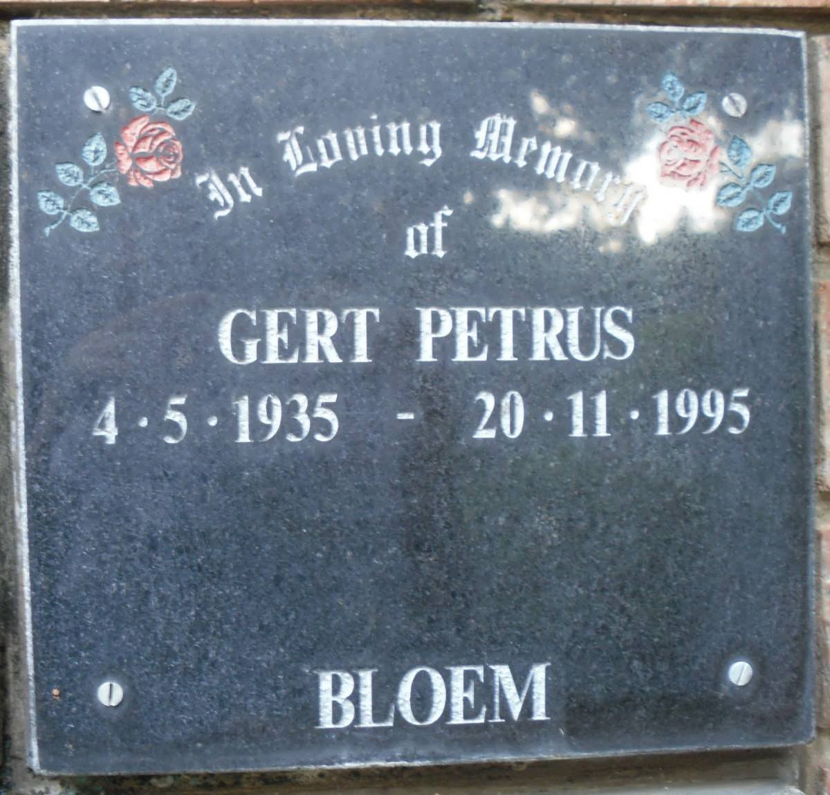 BLOEM Gert Petrus 1935-1995