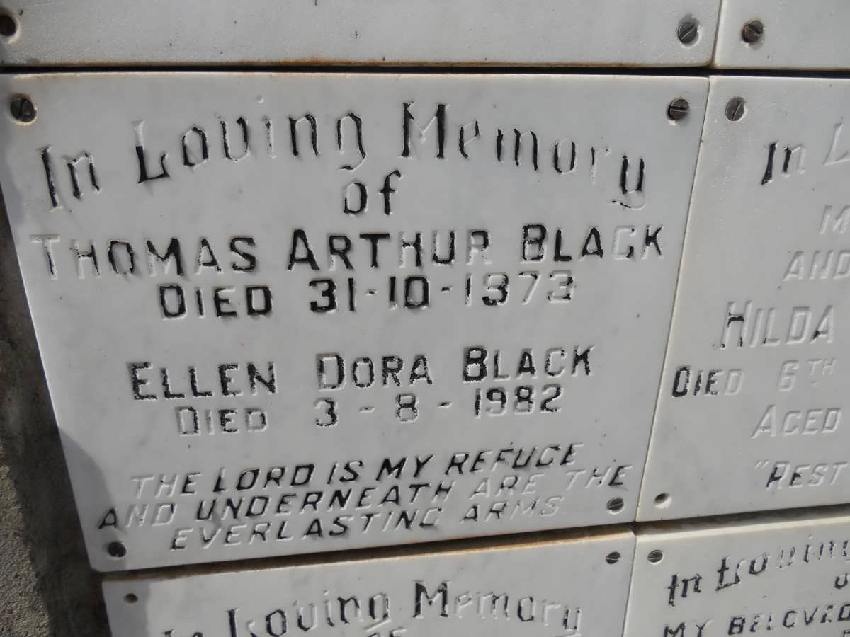 BLACK Thomas Arthur -1973 &amp; Ellen Dora -1982