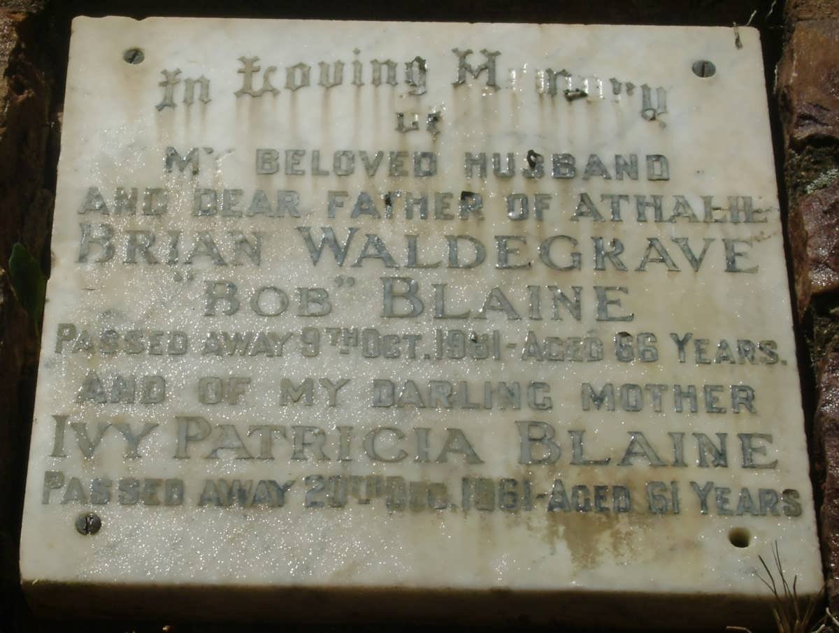 BLAINE Brian Waldegrave -1961 &amp; Ivy Patricia -1961