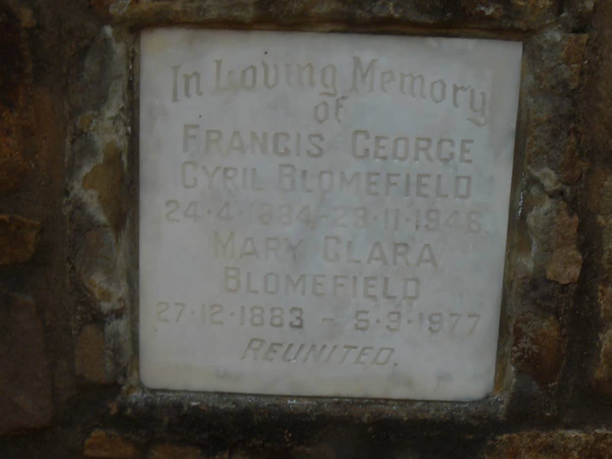 BLOMEFIELD Francis George Cyril 1884-1946 &amp; Mary Clara 1883-1977