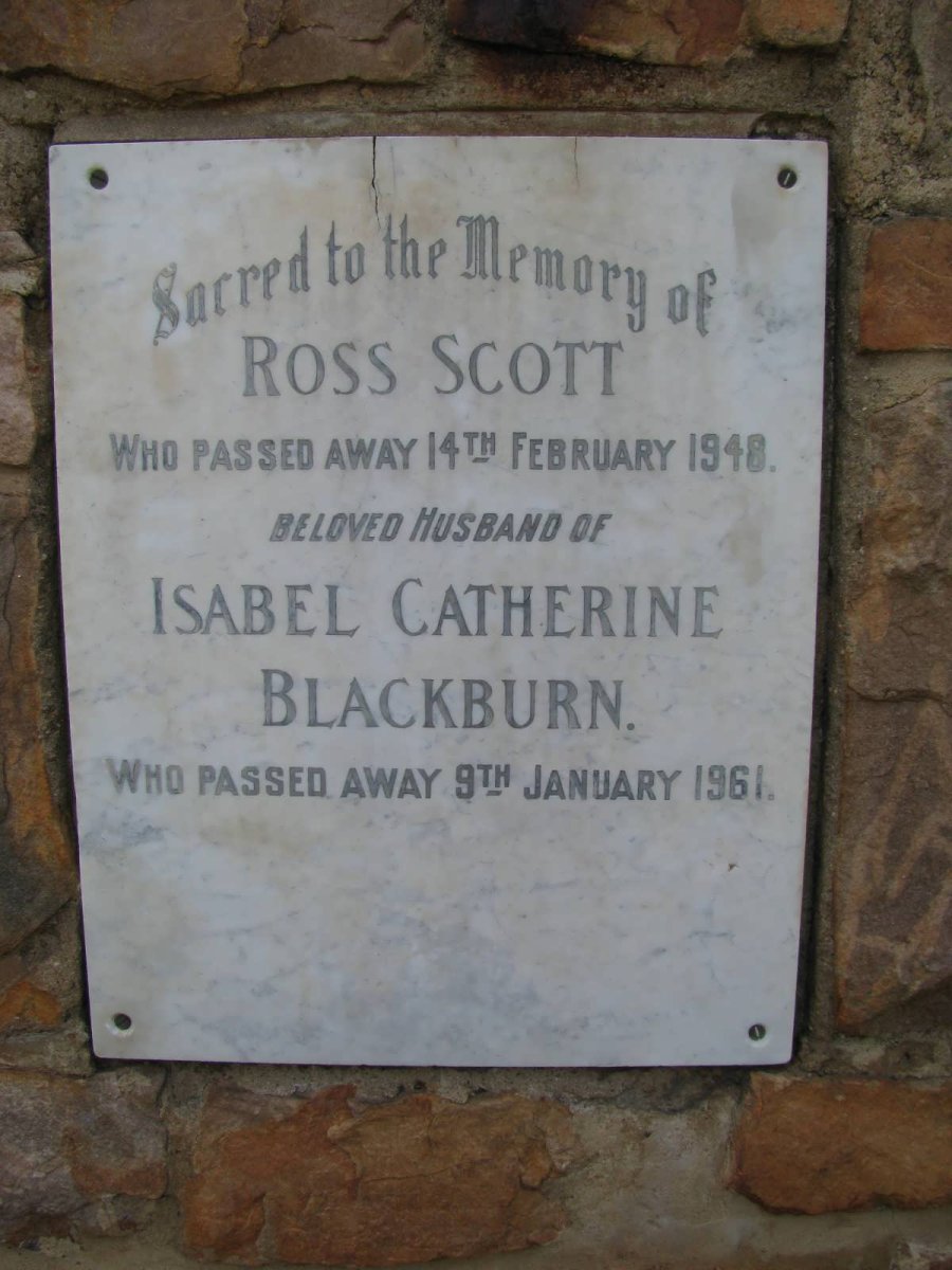 BLACKBURN Ross Scott -1948 &amp; Isabel Catherine -1961