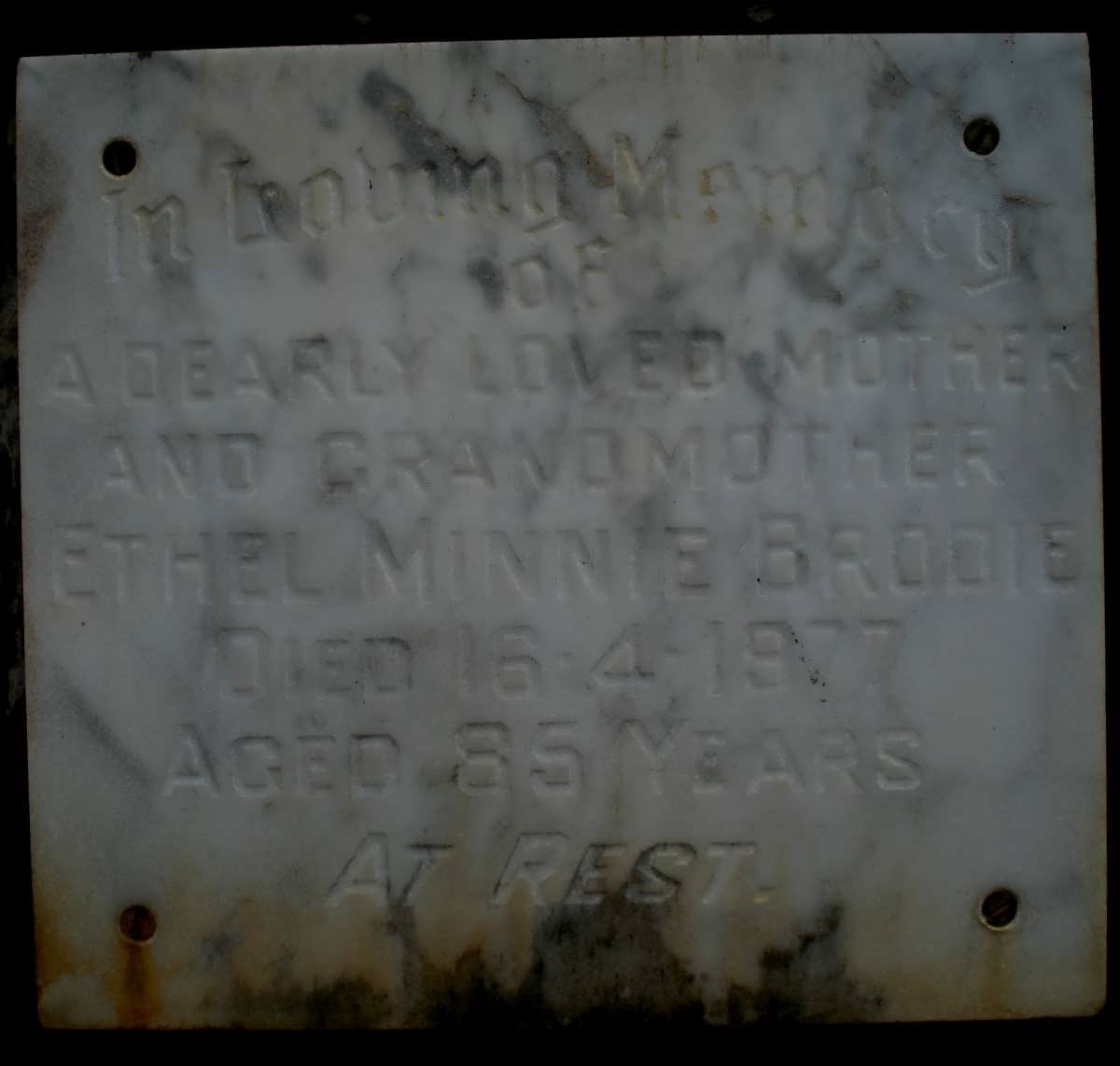 BRODIE Ethel Minnie -1977