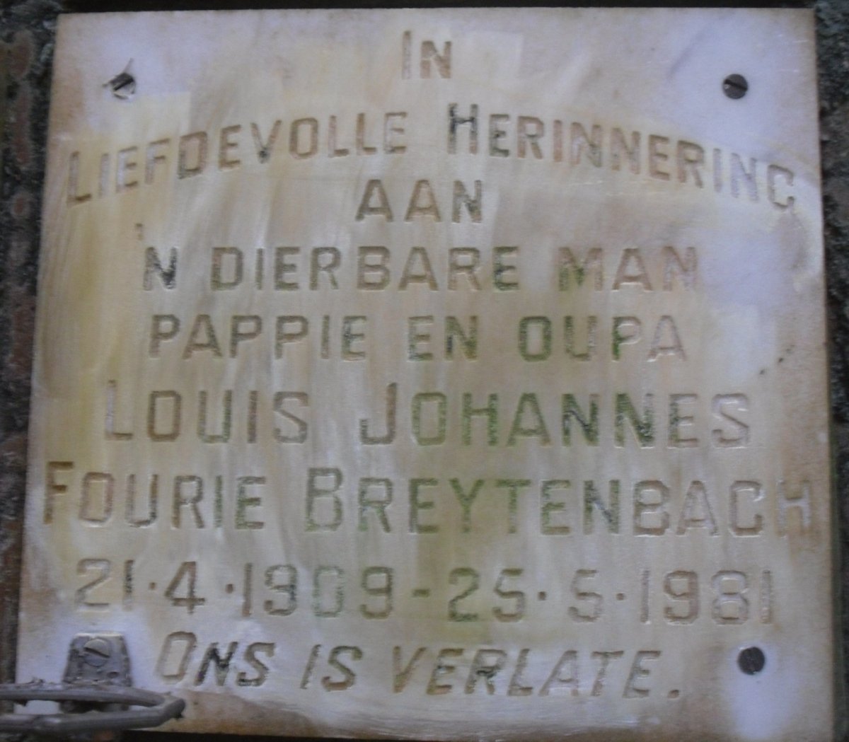 BREYTENBACH Louis Johannes Fourie 1909-1981
