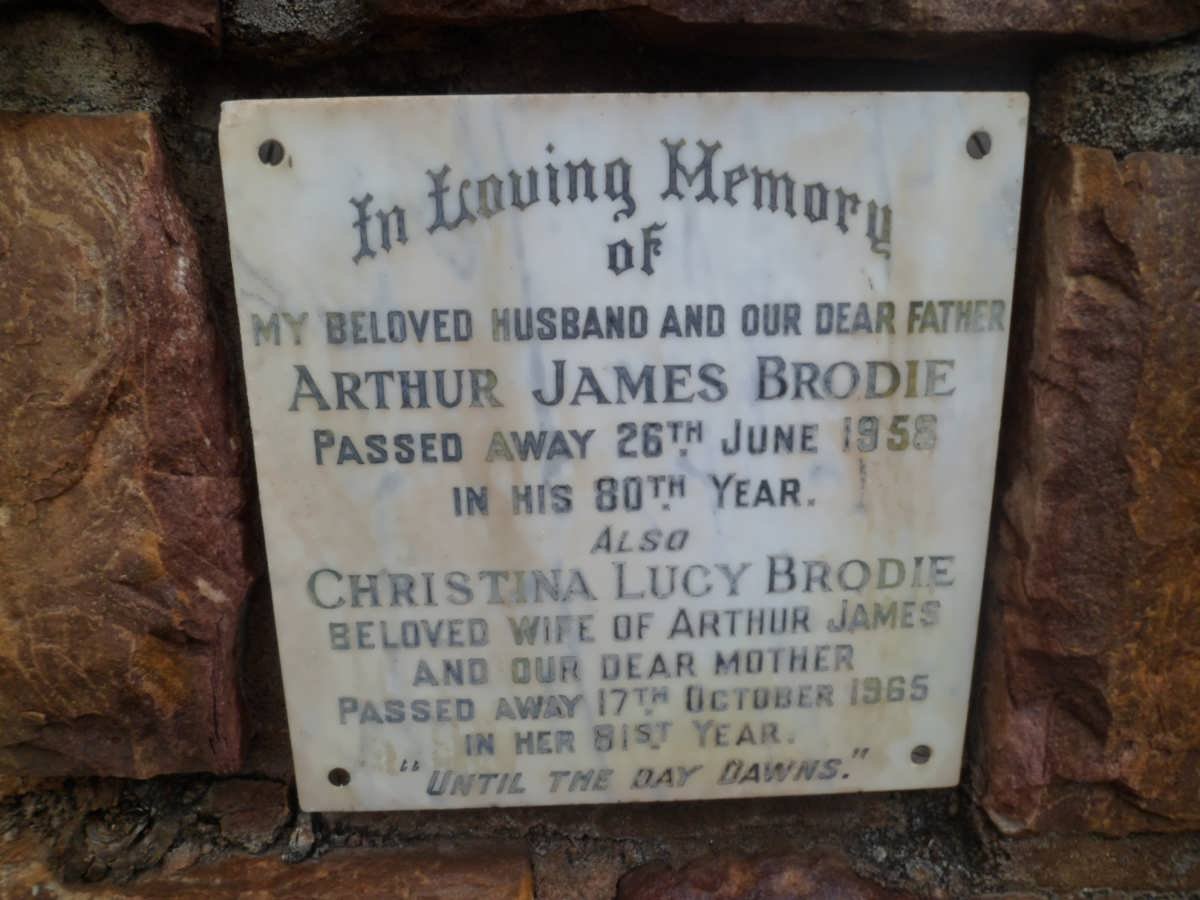 BRODIE Arthur James -1958 &amp; Christina Lucy -1965