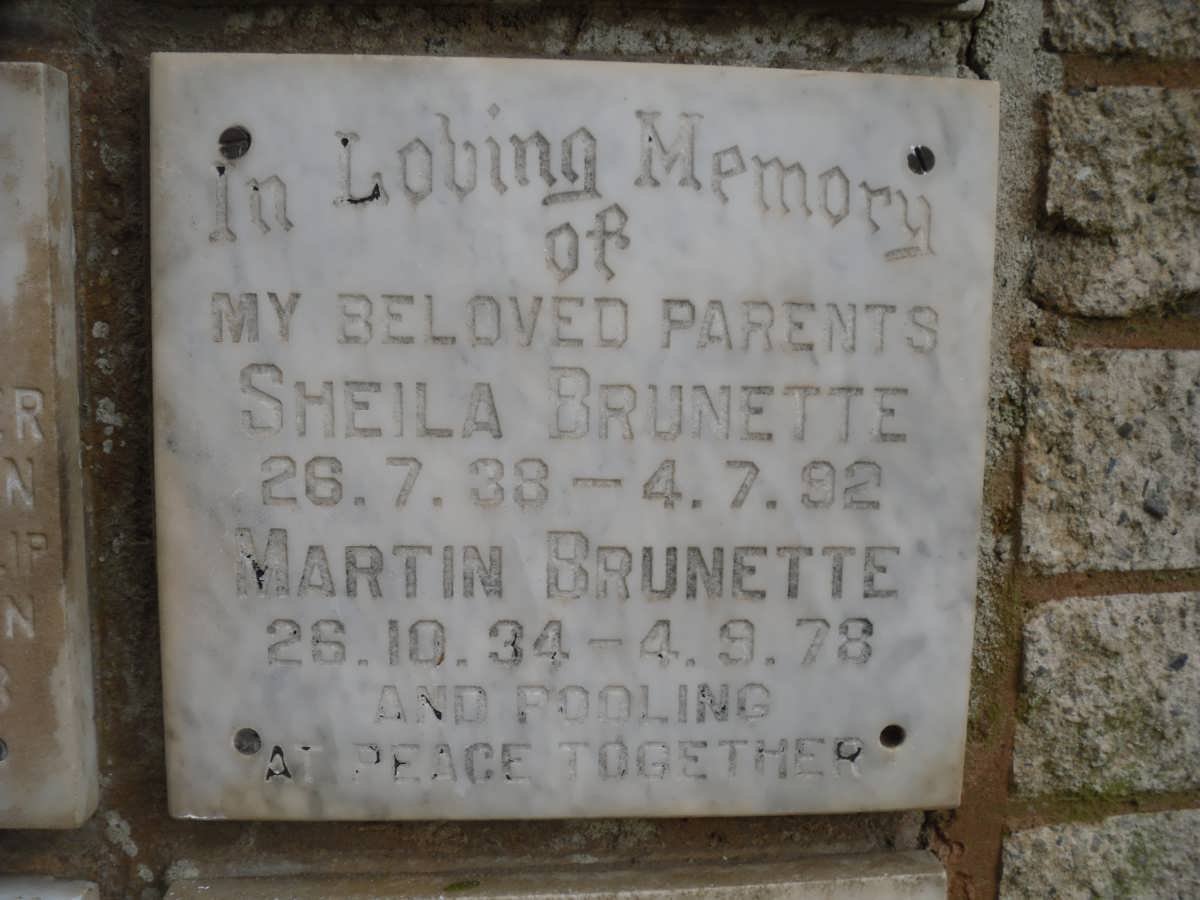 BRUNETTE Martin 1934-1978 &amp; Sheila 1938-1992