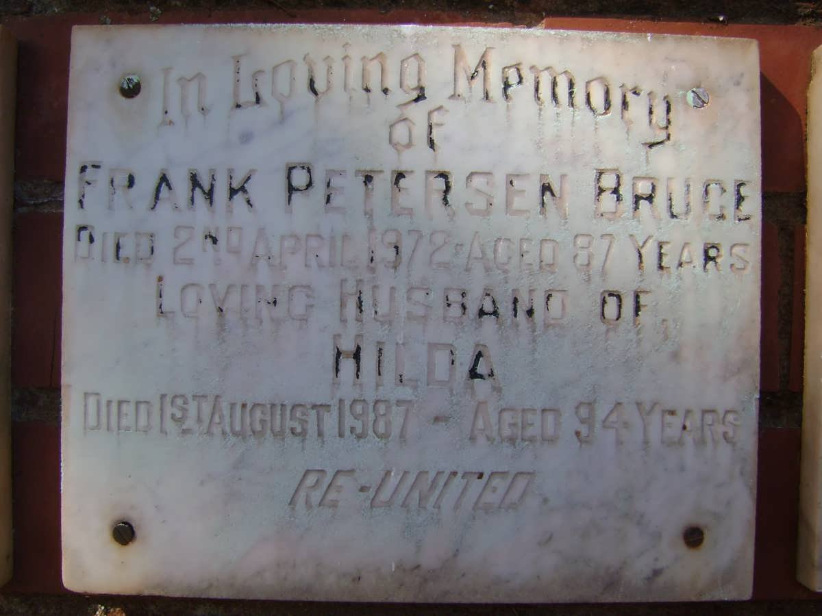 BRUCE Frank Petersen -1972 &amp; Hilda -1987