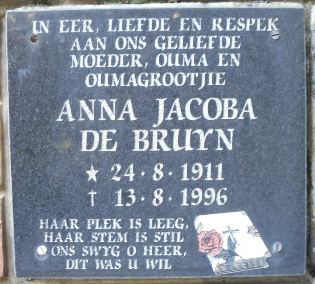 BRUYN Anna Jacoba, de 1911-1996