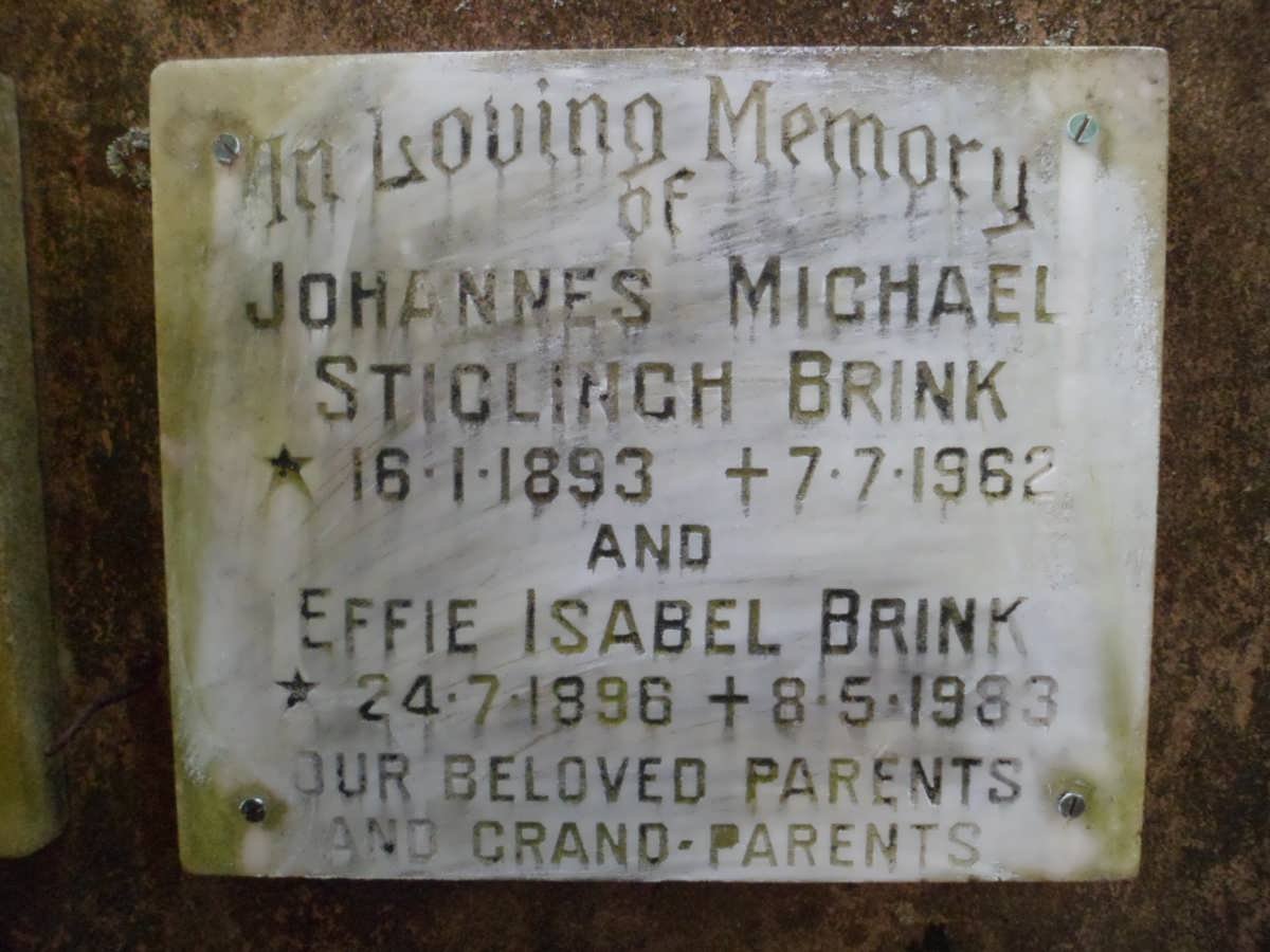 BRINK Johannes Michael Stiglingh 1893-1962 &amp; Effie Isabel 1896-1983