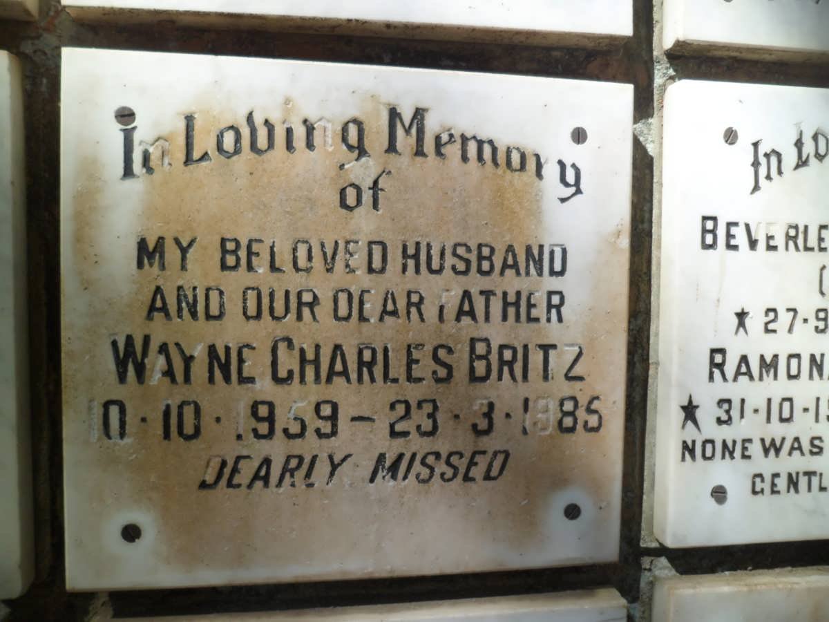 BRITZ Wayne Charles 1959-1985