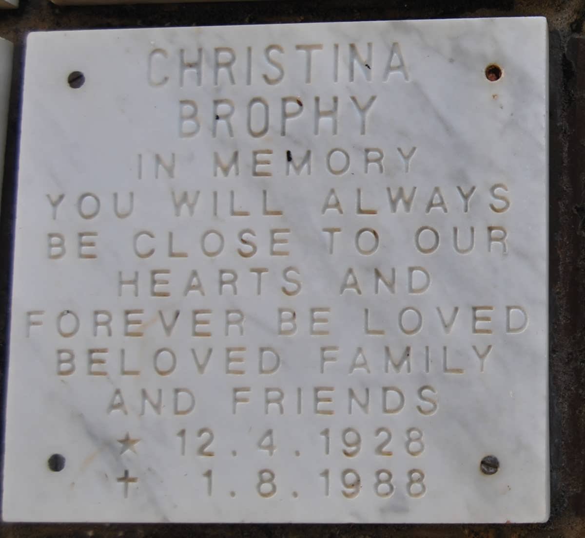 BROPHY Christina 1928-1988