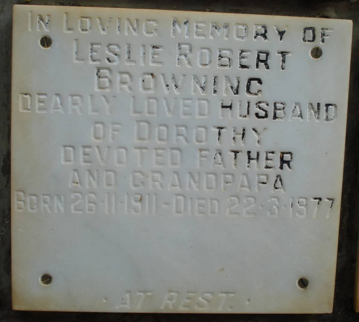 BROWNING Leslie Robert 1911-1977