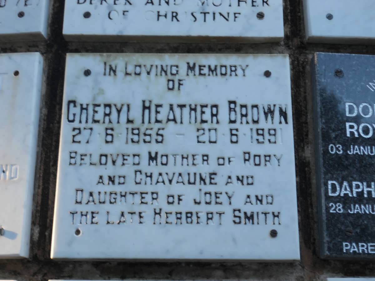 BROWN Cheryl Heather 1955-1991
