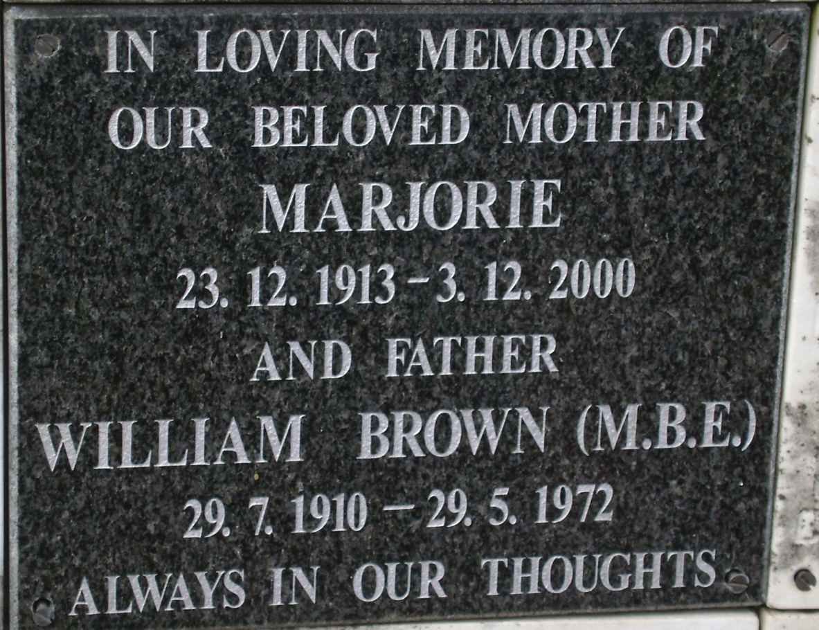 BROWN William 1910-1972 &amp; Marjorie 1913-2000