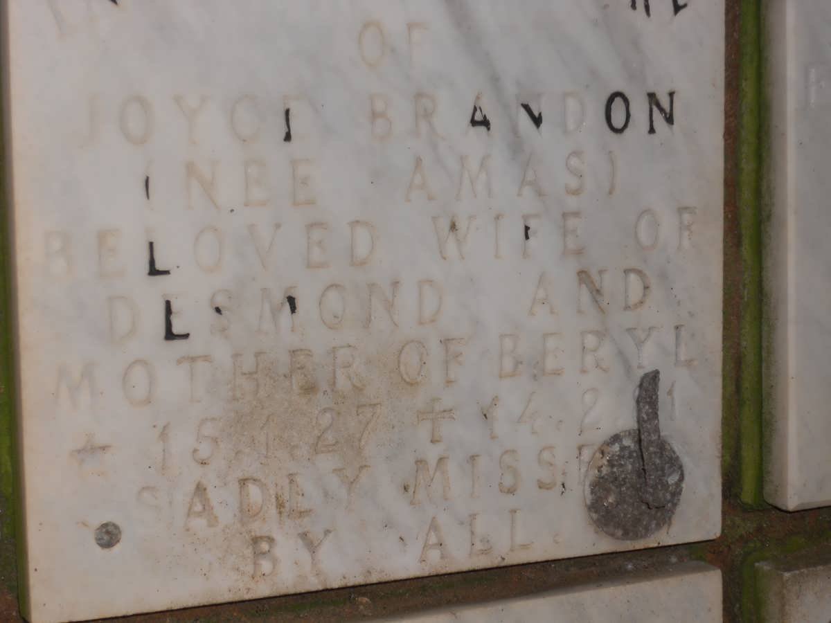 BRANDON Joyce nee AMAS 1927-1981