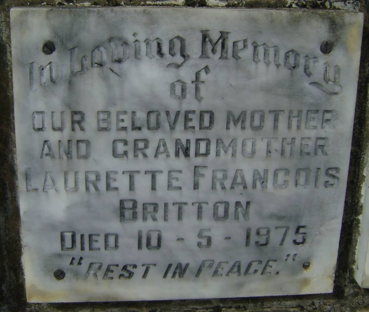 BRITTON Laurette Francois -1975
