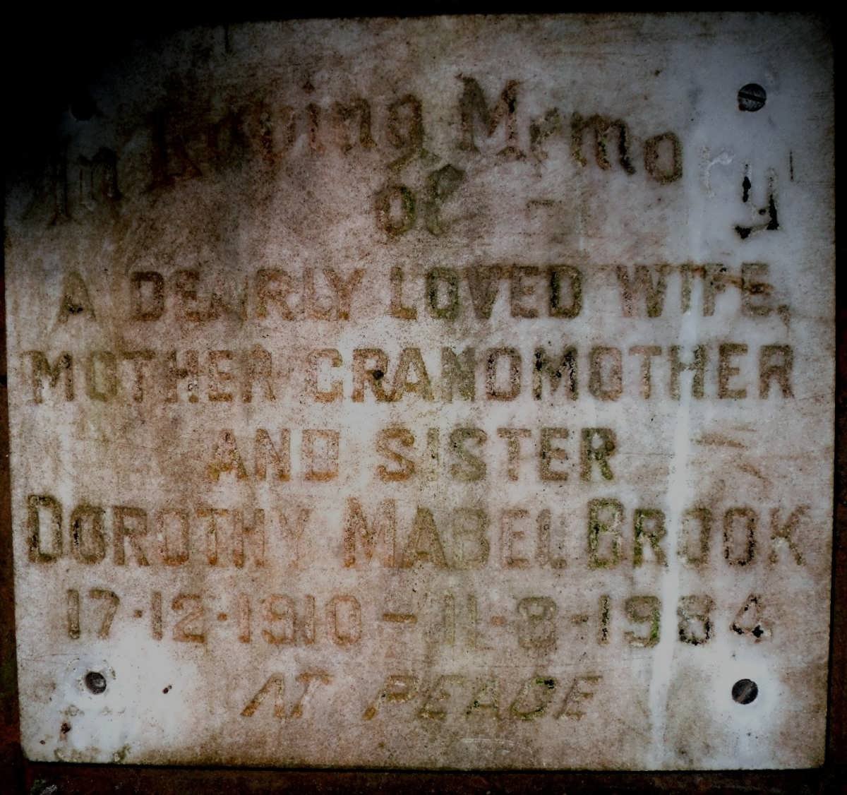 BROOK Dorothy Mabel 1910-1984