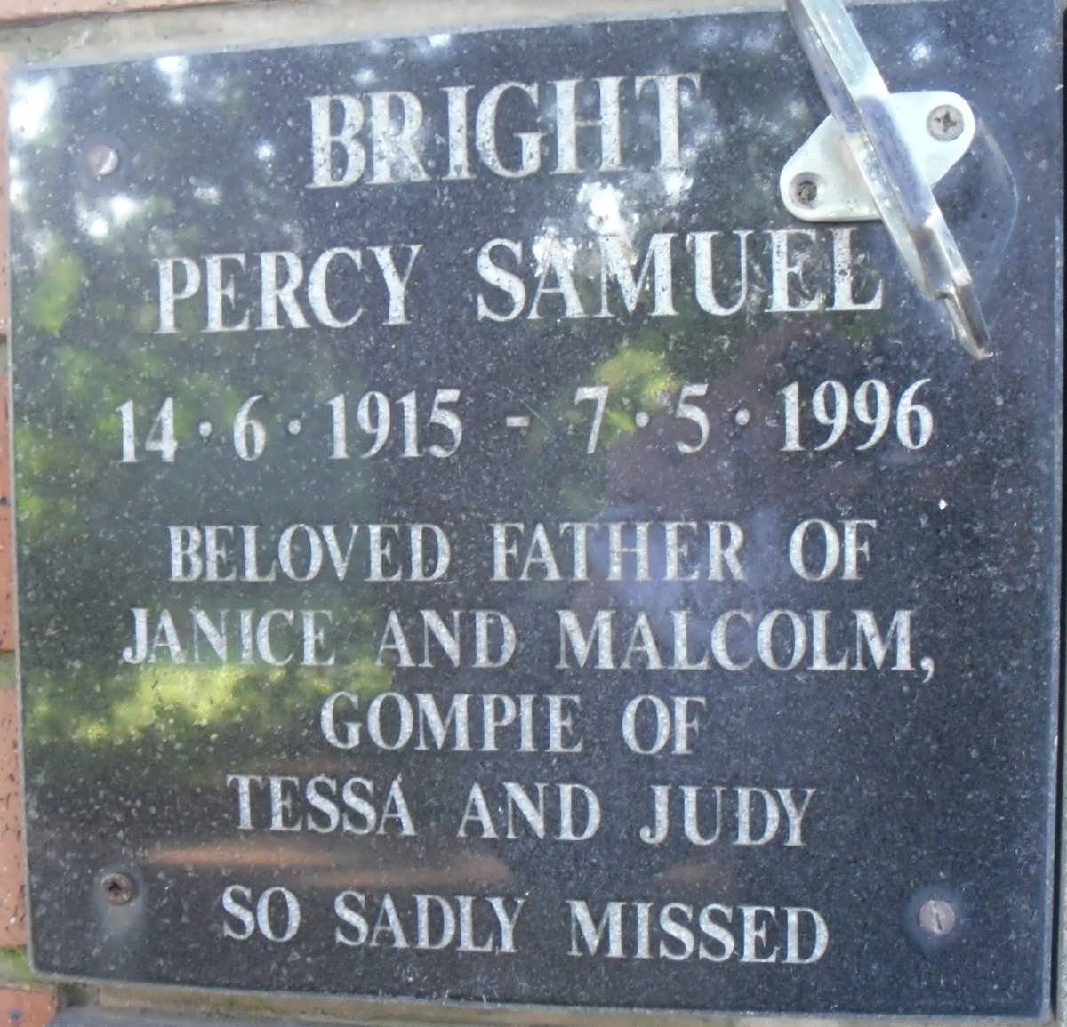 BRIGHT Percy Samuel 1915-1996