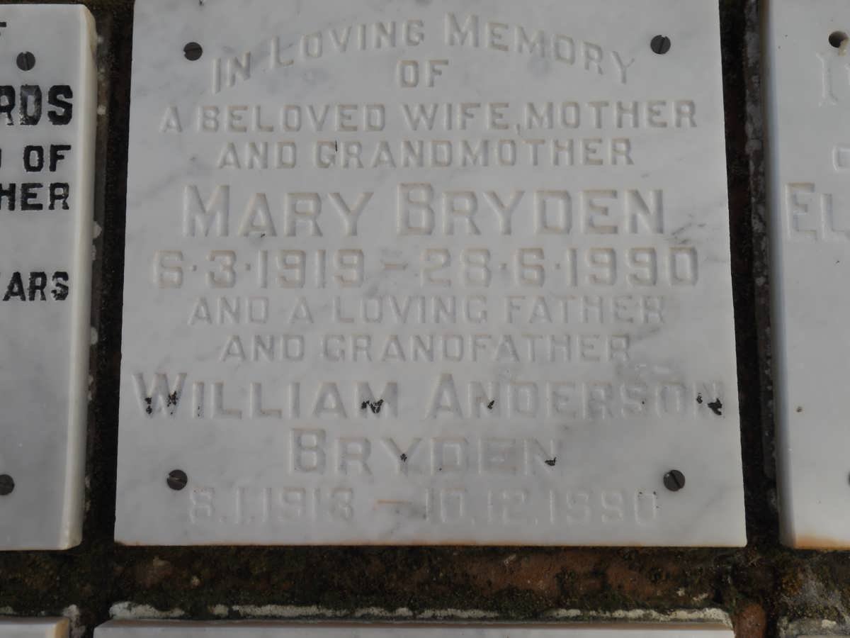 BRYDEN William Anderson 1913-1990 &amp; Mary 1919-1990