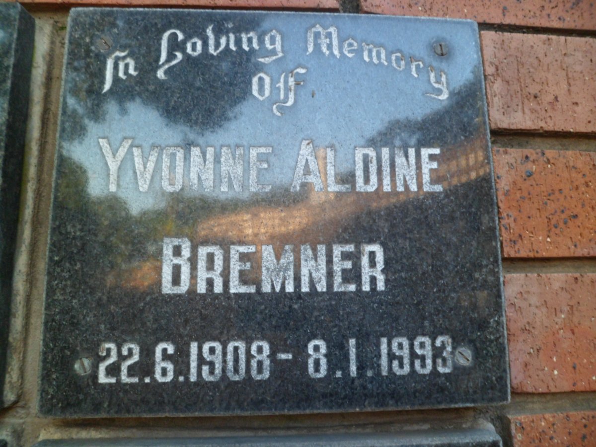 BREMNER Yvonne Aldine 1908-1993