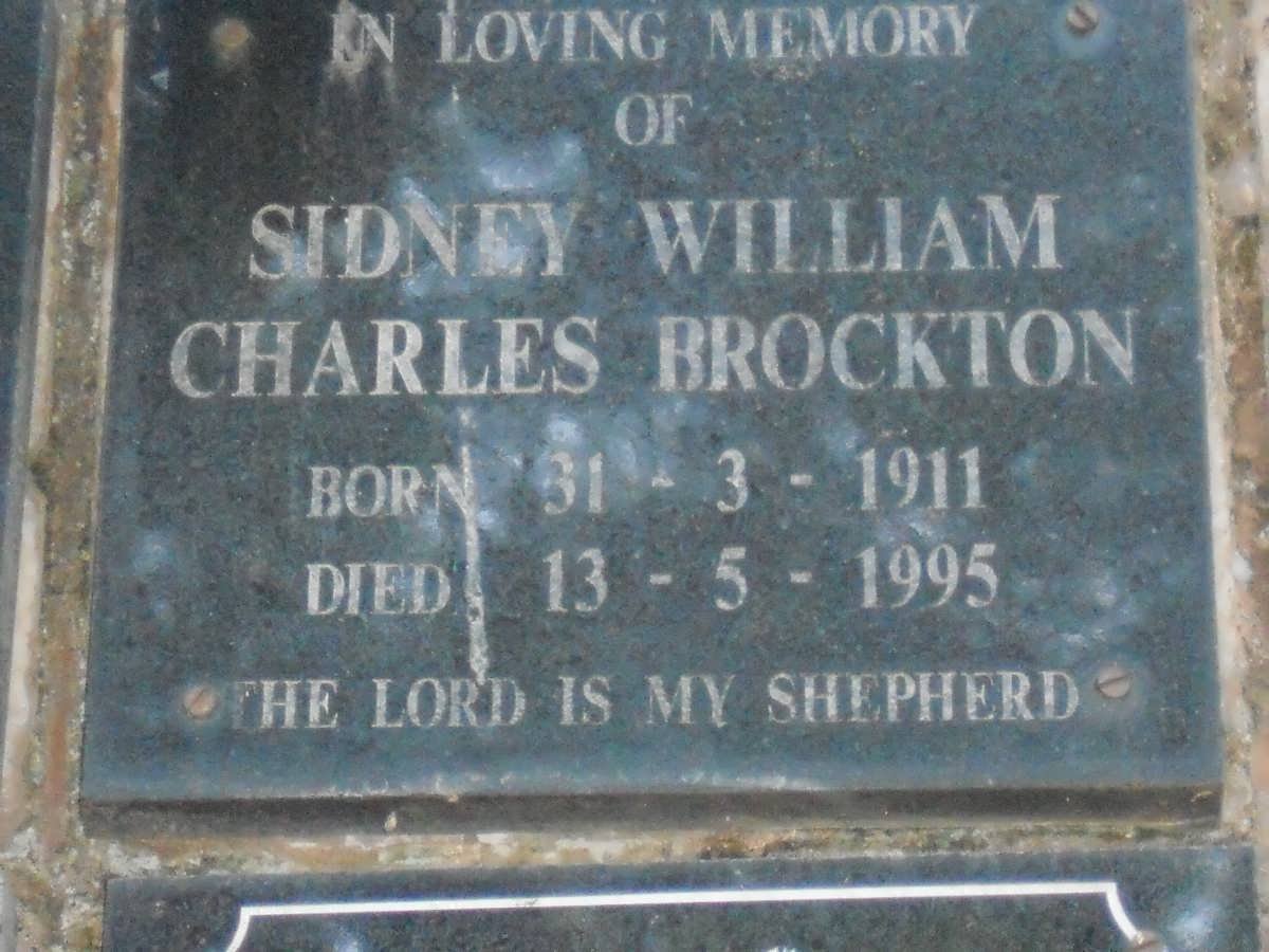 BROCKTON Sidney William Charles 1911-1995