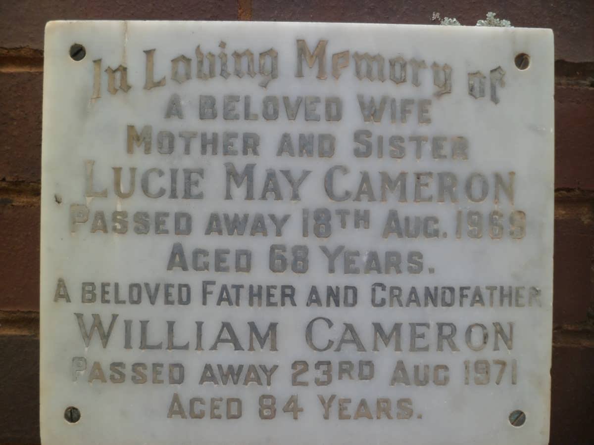 CAMERON William -1971 &amp; Lucie May 1969