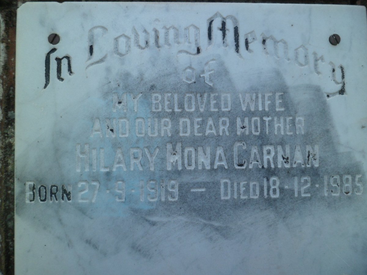 CARNAN Hilary Mona 1919-1985