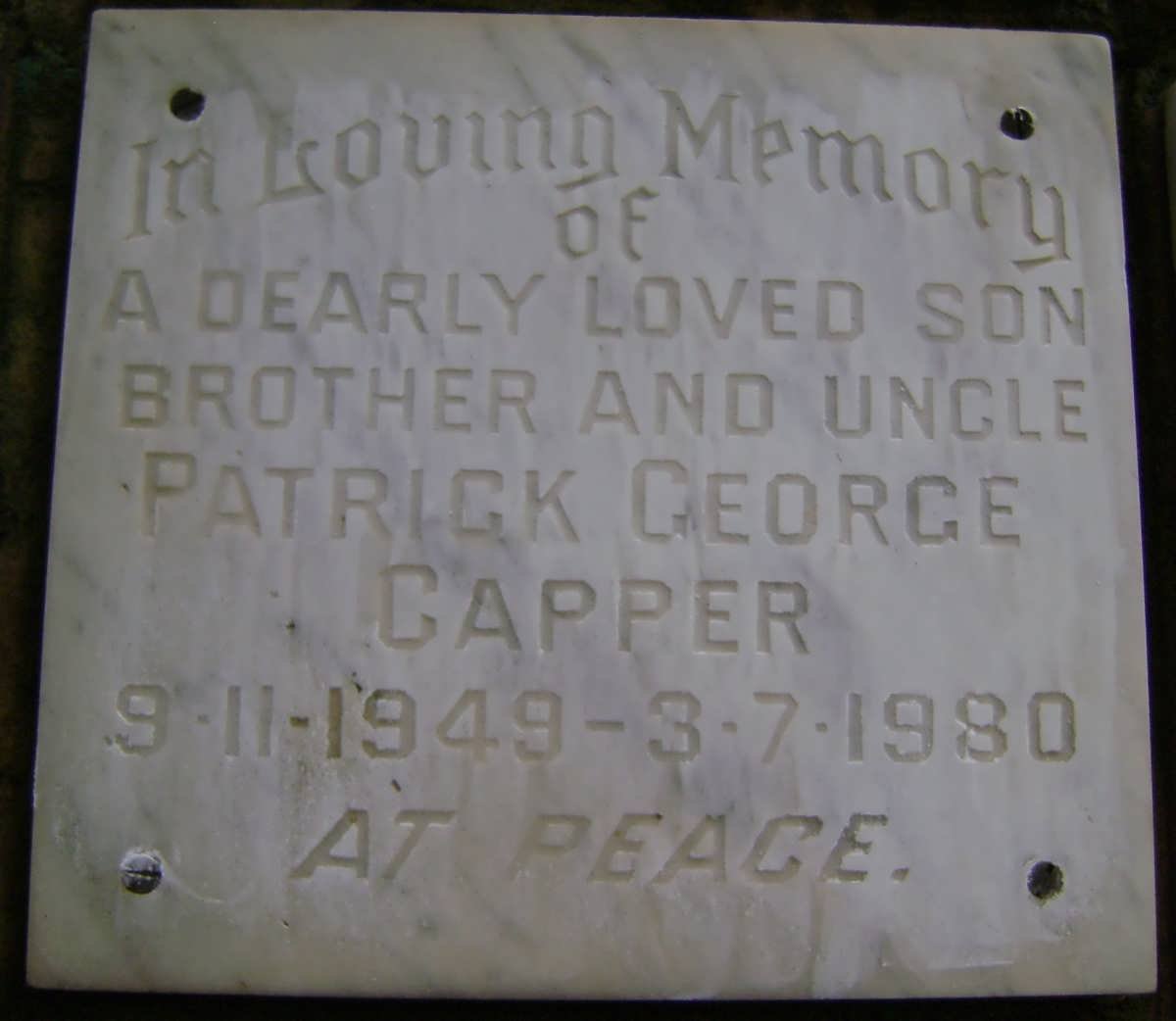 CAPPER Patrick George 1949-1980