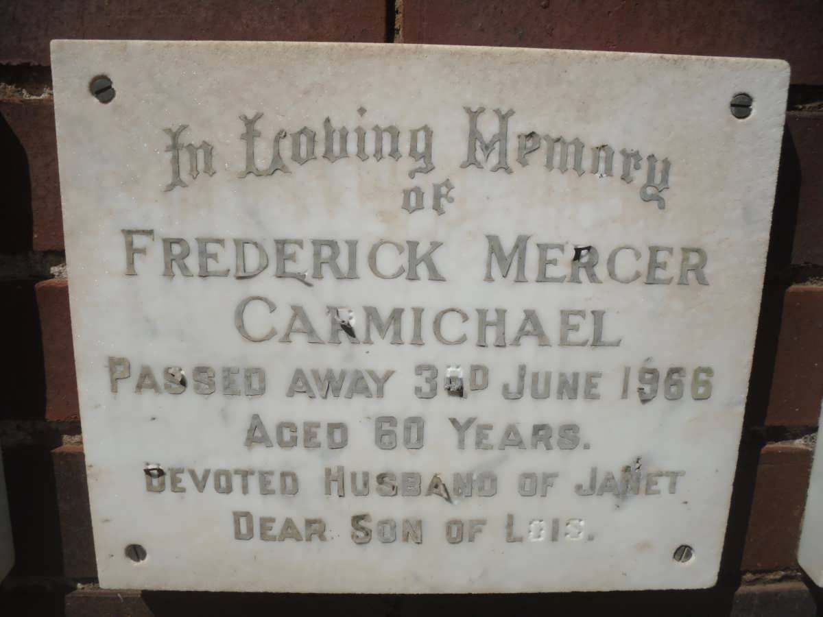 CARMICHAEL Frederick Mercer -1966