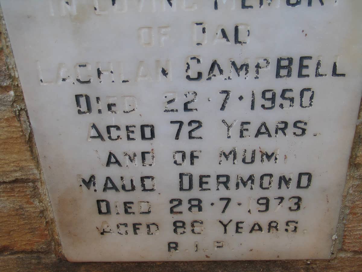CAMPBELL Lachlan -1950 &amp; Maud Dermond -1973