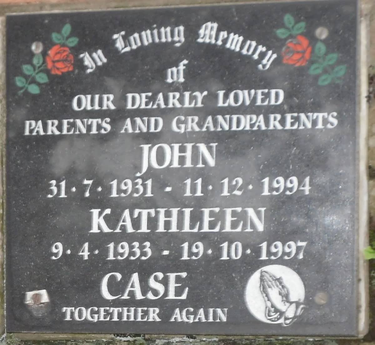 CASE John 1931-1994 &amp; Kathleen 1933-1997
