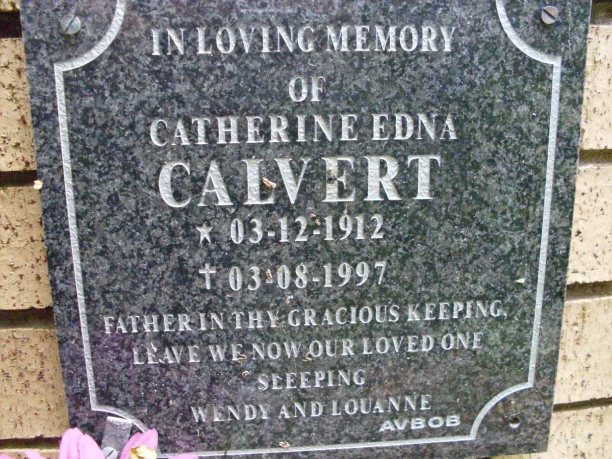 CALVERT Catherine Edna 1912-1997