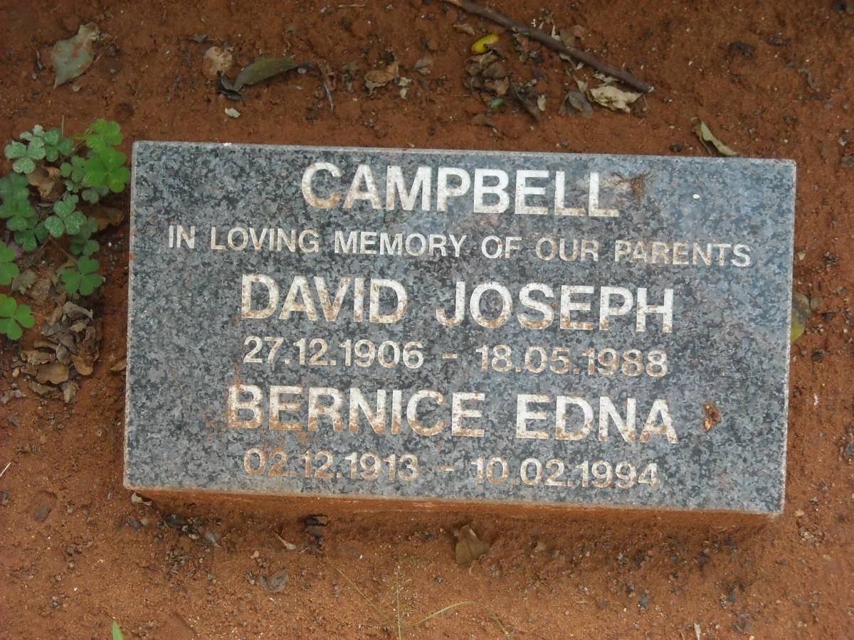 CAMPBELL David Joseph 1906-1988 &amp; Bernice Edna 1913-1994