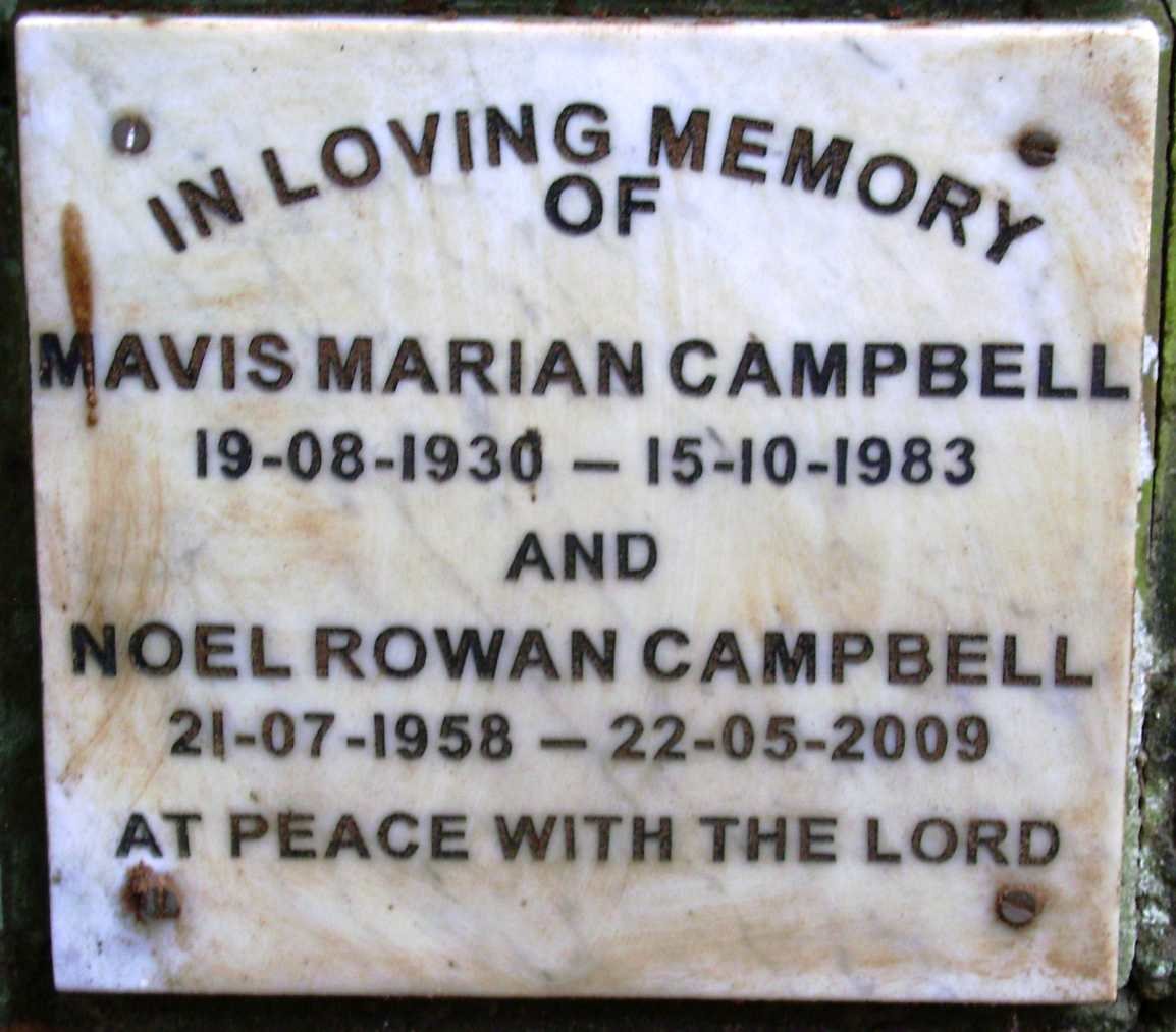 CAMPBELL Mavis Marian 1930-1983 :: CAMPBELL Noel Rowan 1958-2009