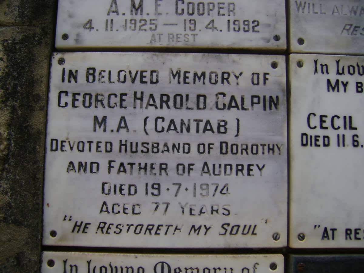 CALPIN George Harold -1974