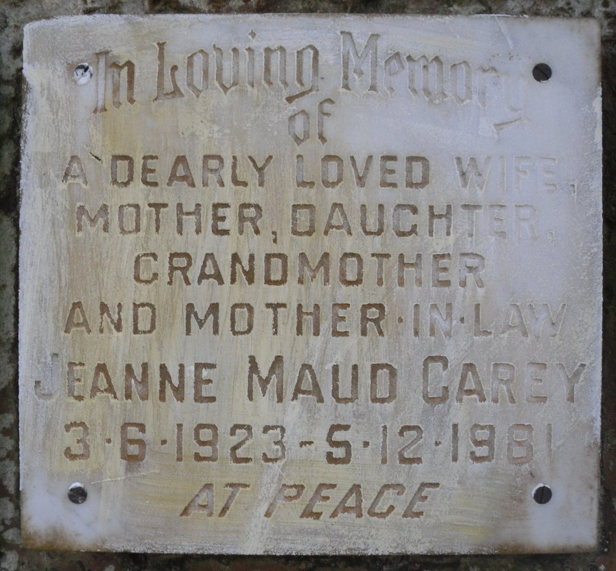 CAREY Jeanne Maud 1923-1981