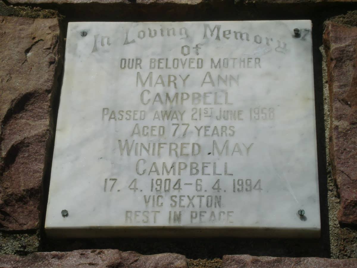 CAMPBELL Mary Ann -1958 :: CAMPBELL Winifred May 1904-1994