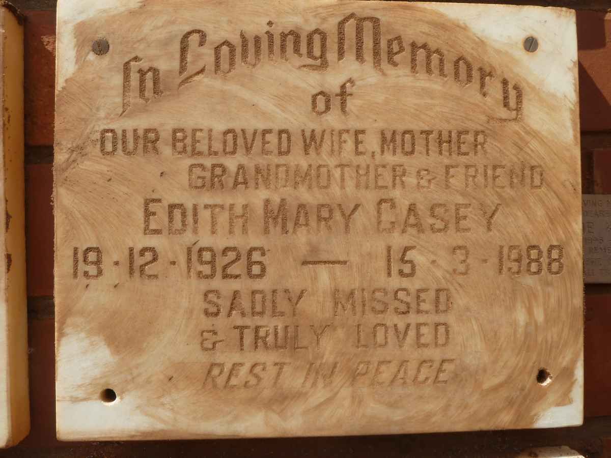 CASEY Edith Mary 1926-1988