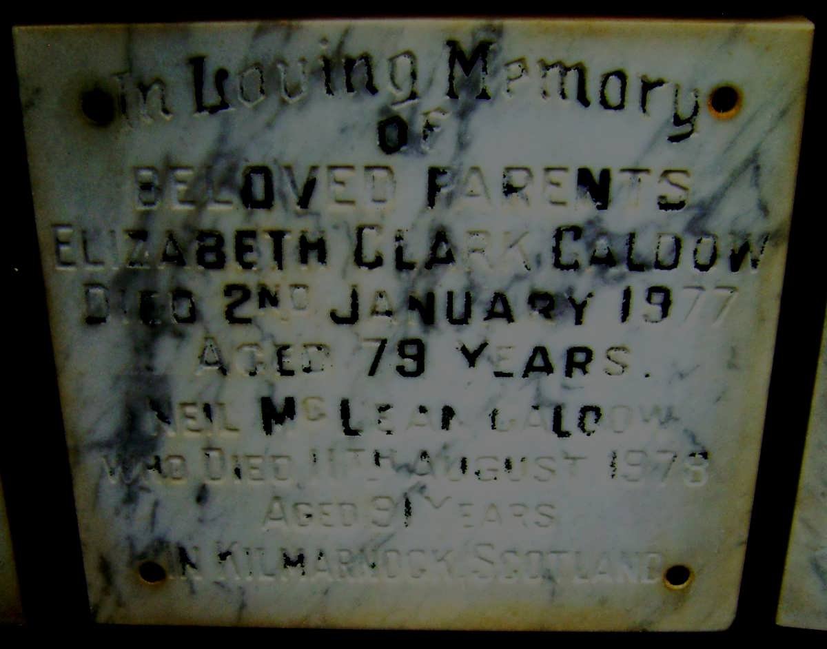 CALDOW Neil McLean -1978 &amp; Elizabeth Clark -1977
