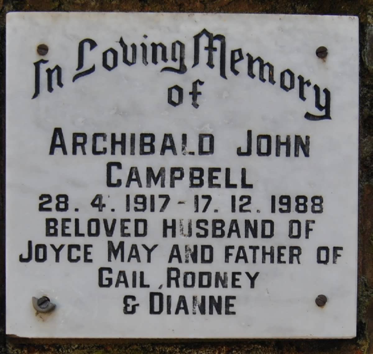 CAMPBELL Archibald John 1917-1988