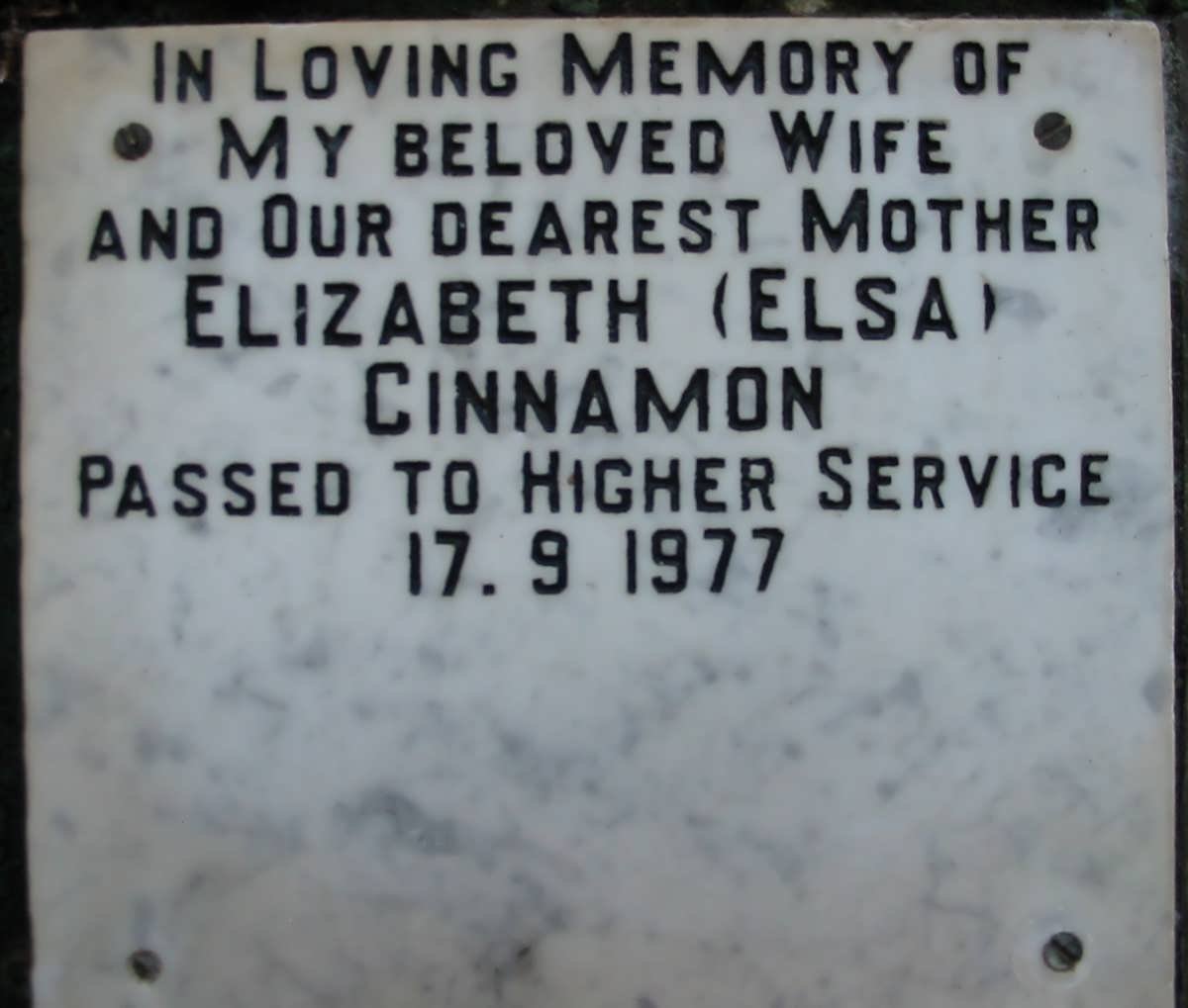 CINNAMON Elizabeth -1977