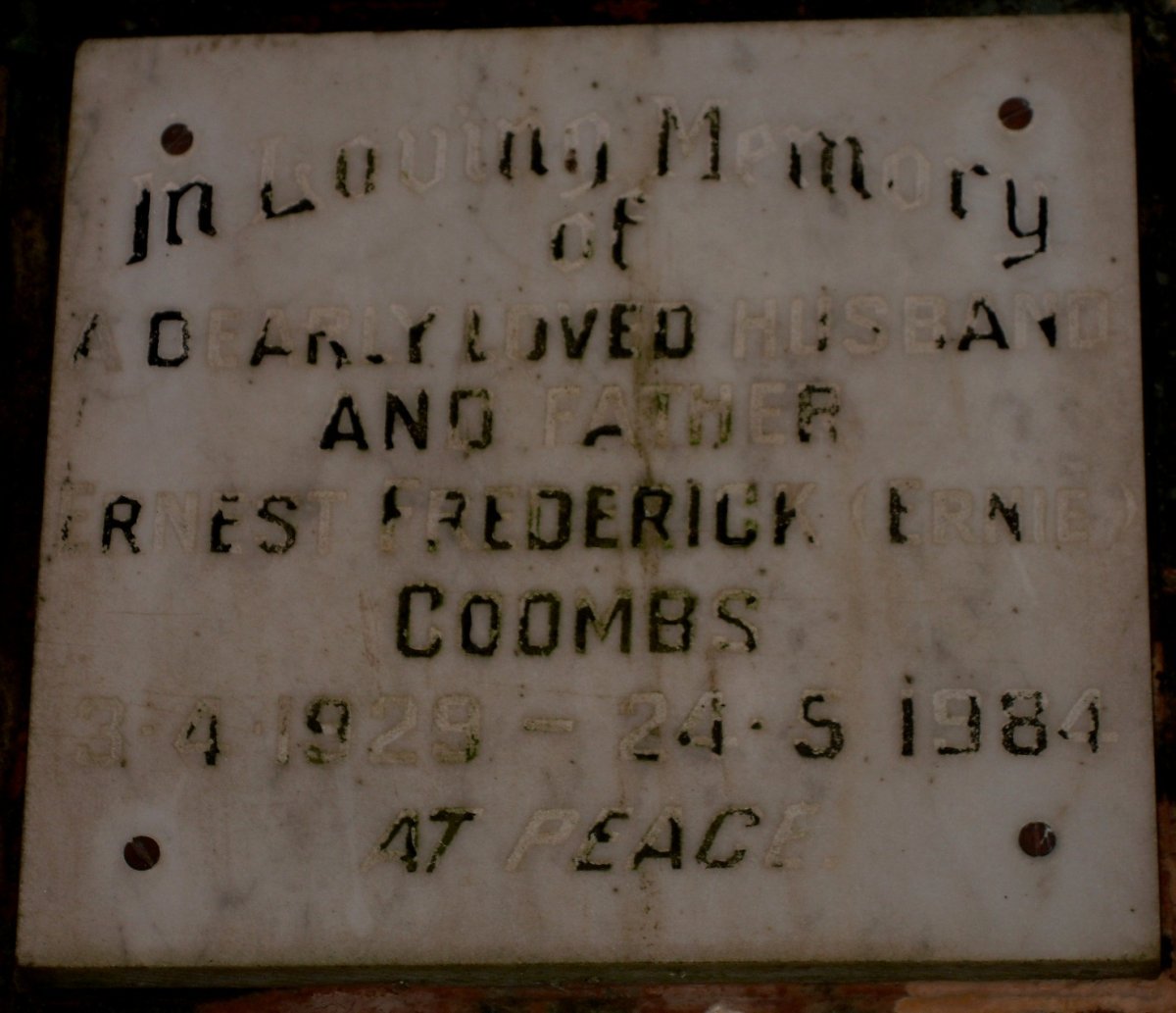COOMBS Ernest Frederick 1929-1984