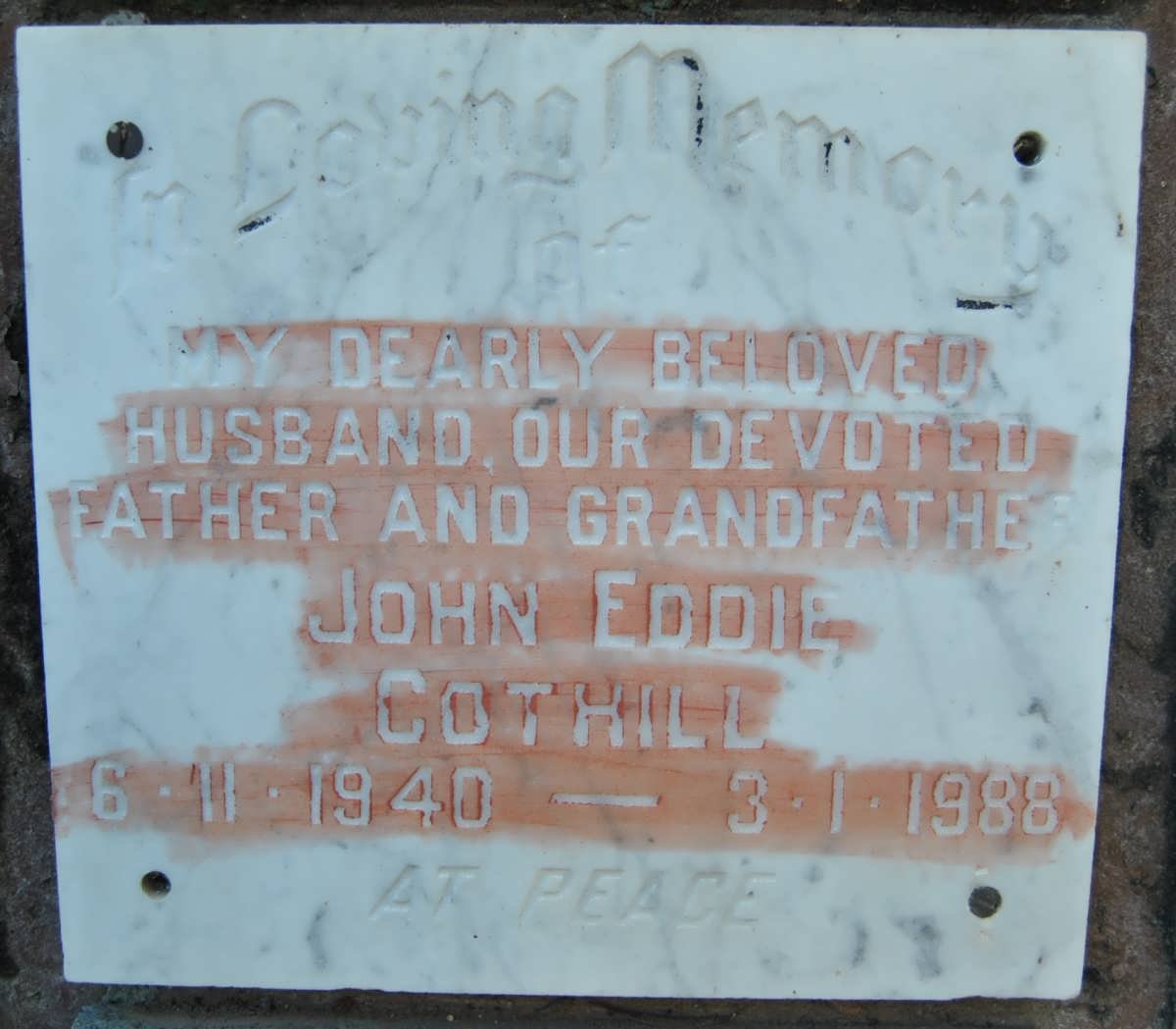 COTHILL John Eddie 1940-1988
