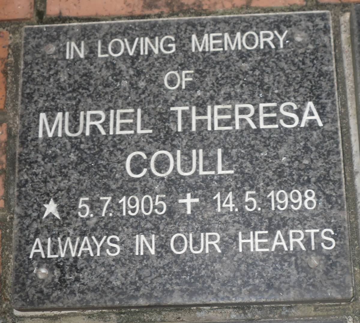 COULL Muriel Theresa 1905-1998