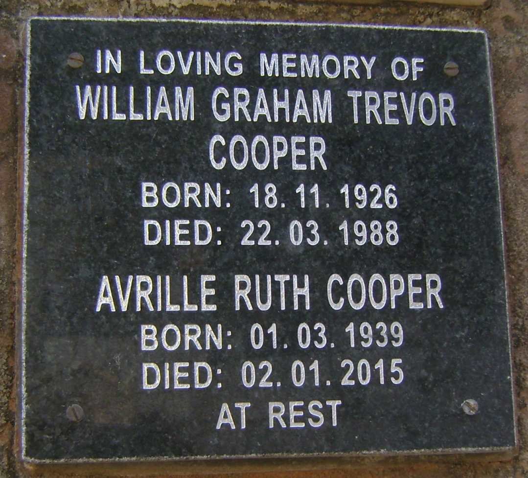 COOPER William Graham Trevor 1926-1988 &amp; Avrille Ruth 1939-2015