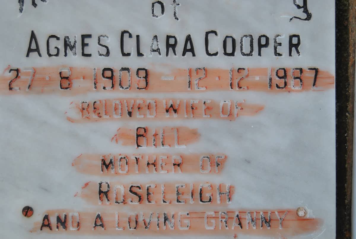 COOPER Agnes Clara 1909-1987